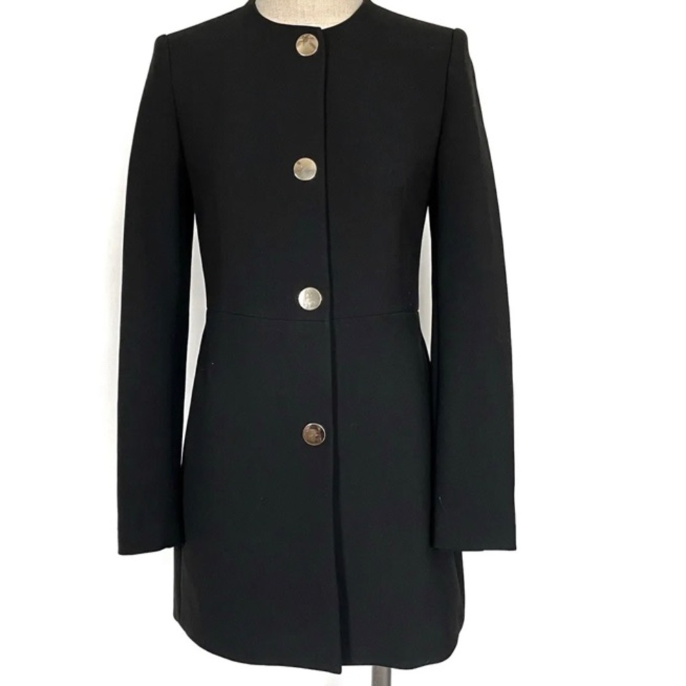 Zara Black Fitted Frock Coat with Gold Snaps Size XL